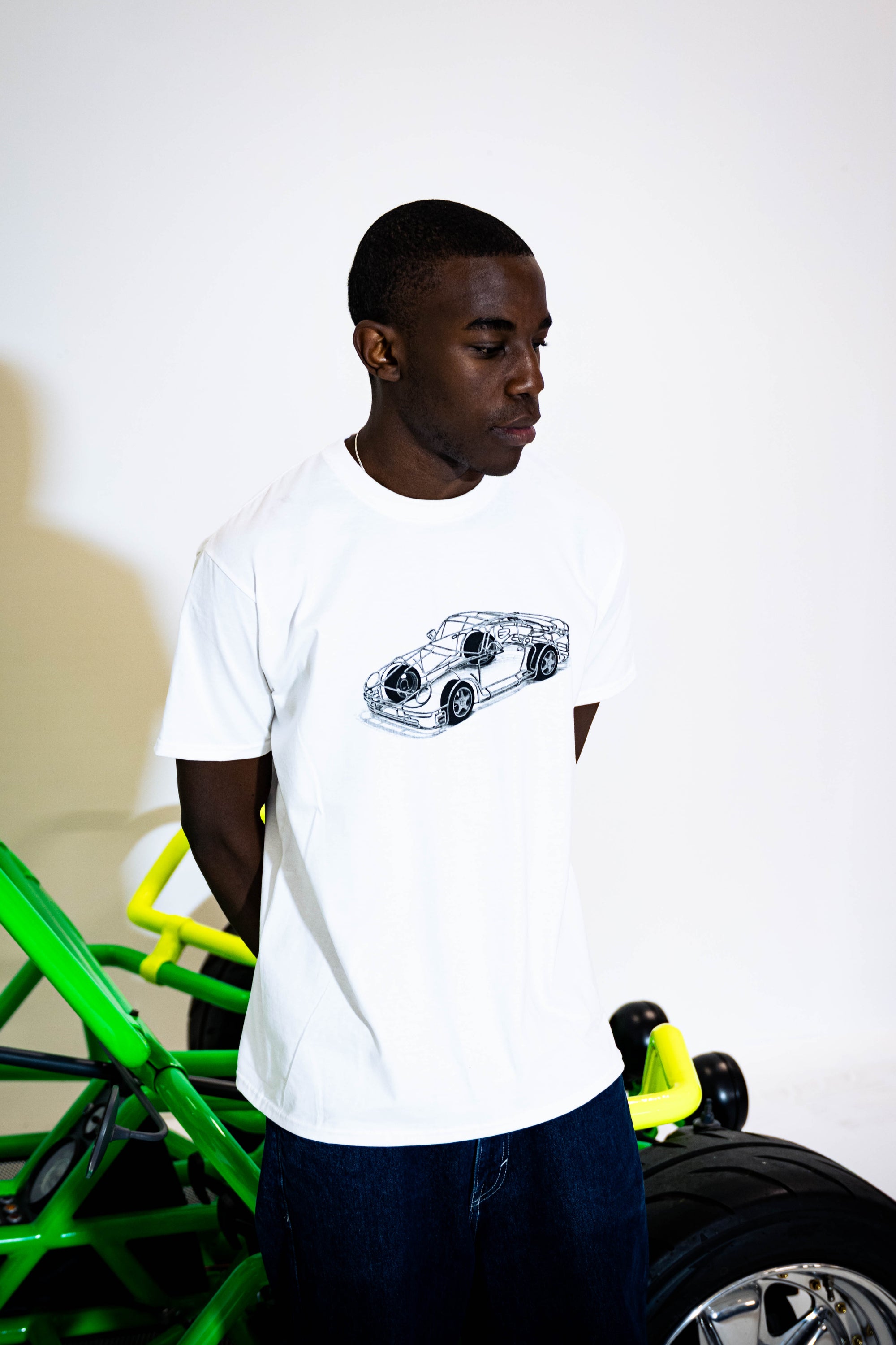 Radcliffe car-sketch tee — lifestyle
