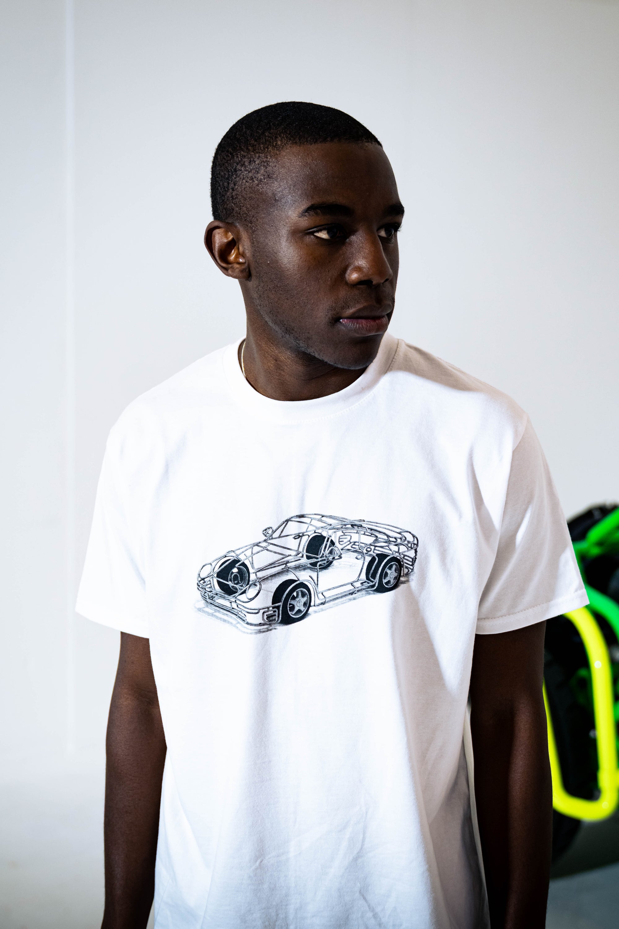 Radcliffe car-sketch tee — front graphic